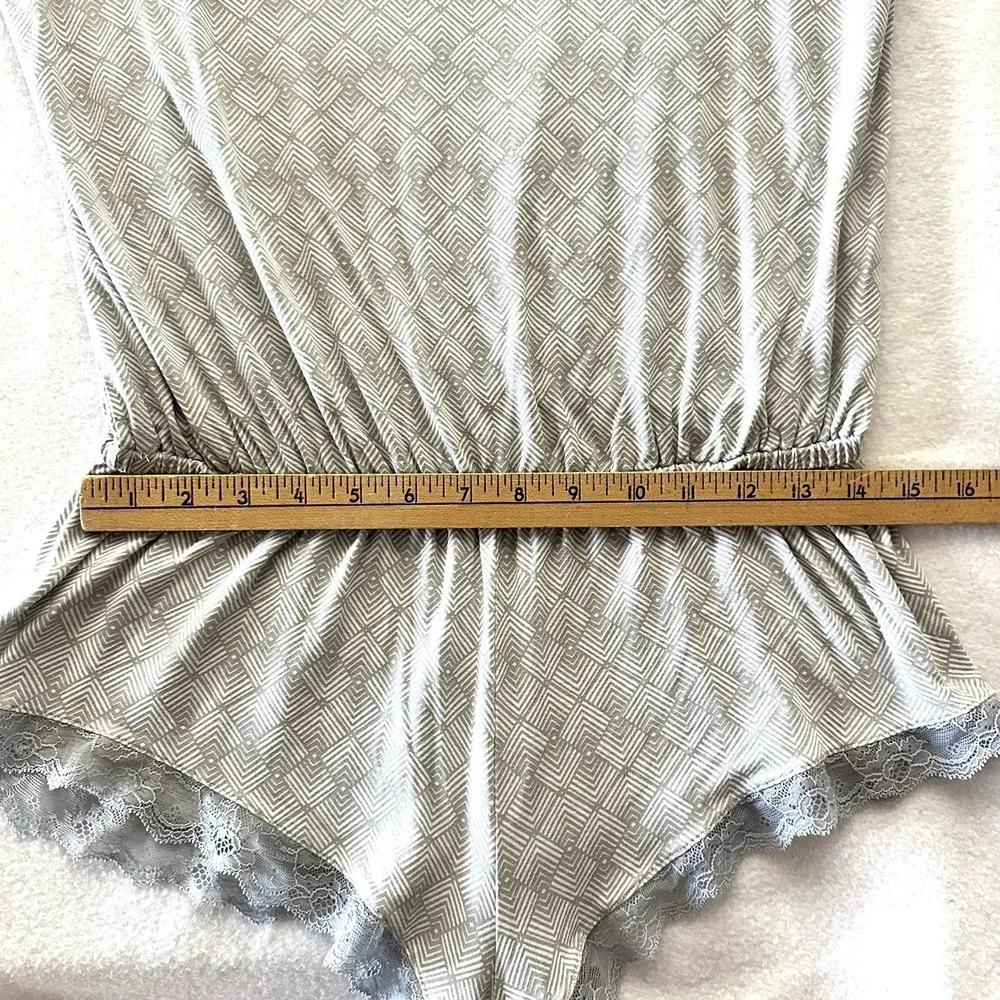 Eberjey Fossil Rock M Medium Romper Teddy Modal Gray Lace Blouson